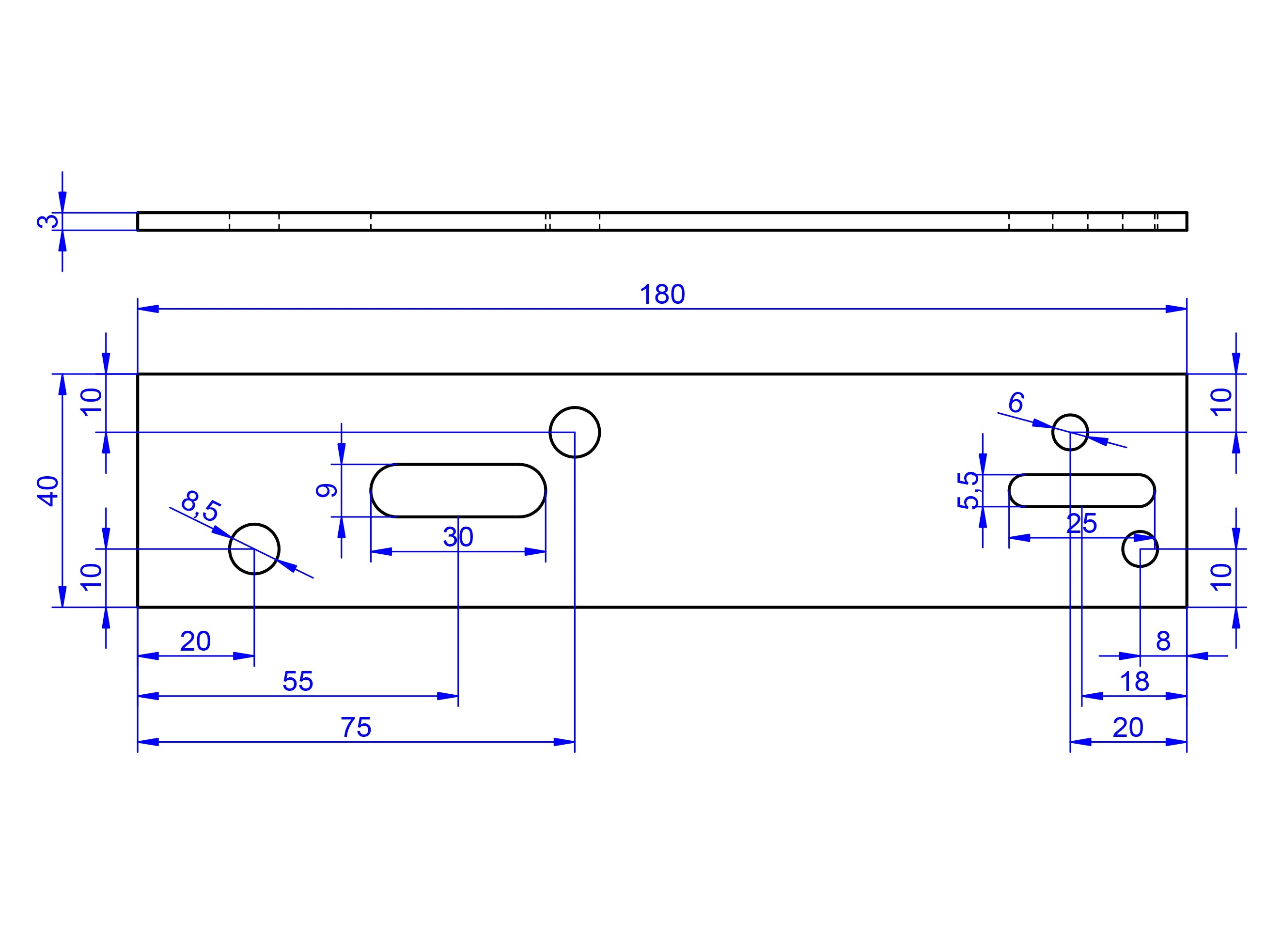 Montagelasche 3x40x180mm