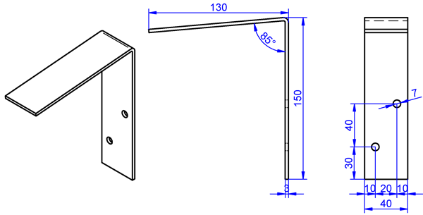 Fensterbank-Winkel 3x40-130x150mm