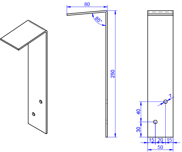 Fensterbank-Winkel 3x50-80x250mm