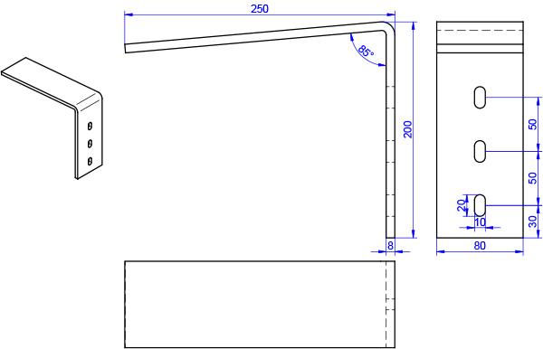Fensterbank-Winkel 8x80-250x200mm
