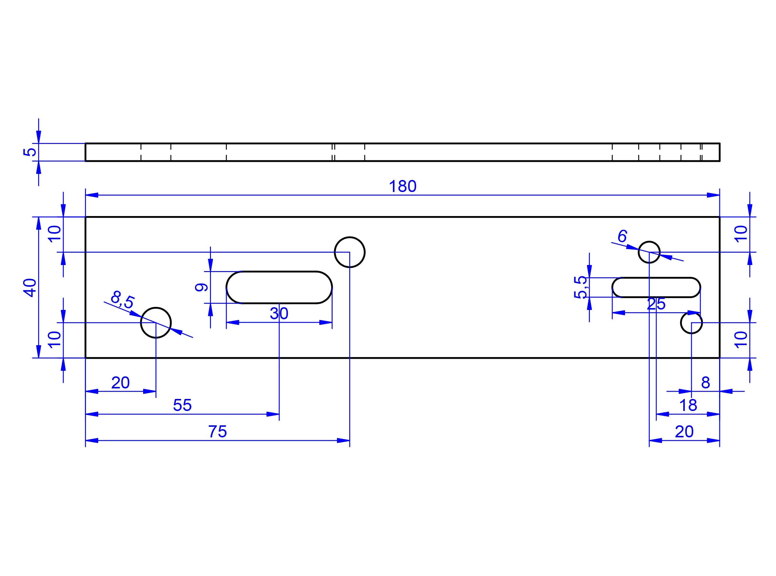 Montagelasche 5x40x180mm