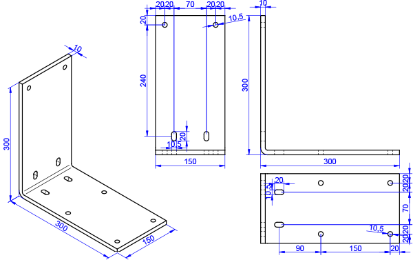 L-Winkel 10x150-300x300mm