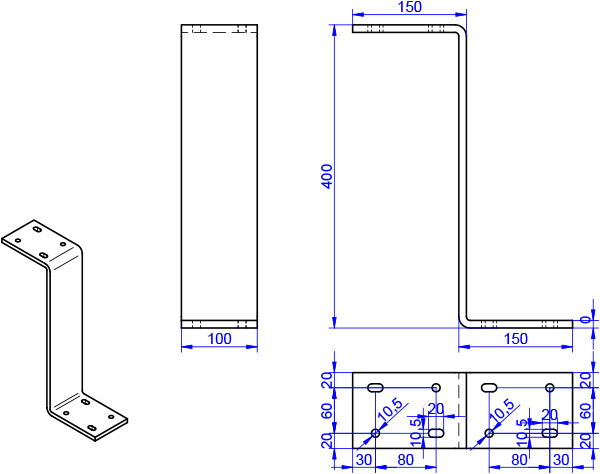 Z-Winkel & Z-Profile 10x100-150x400x150