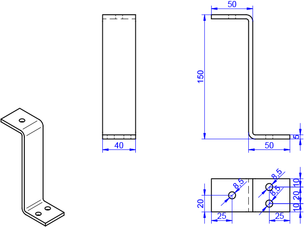 Z-Winkel & Z-Profile 5x40-50x150x50