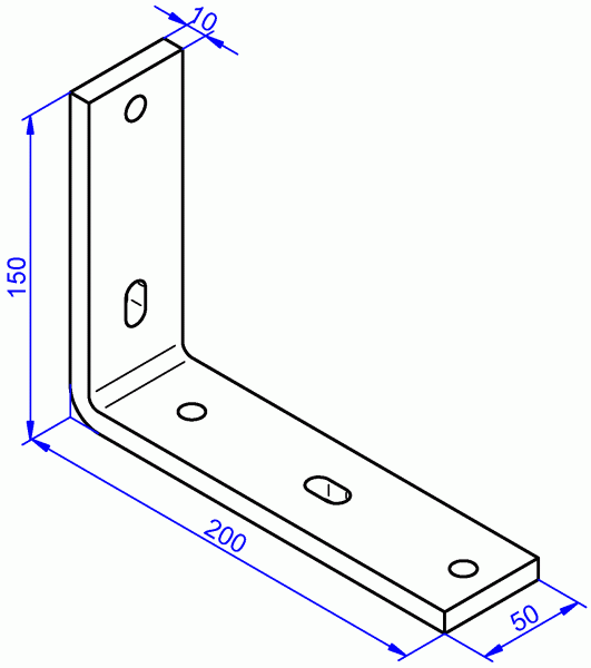 Stahlwinkel, galvanisch verzinkt, Schwerlastwinkel 10x50-150x200 mm