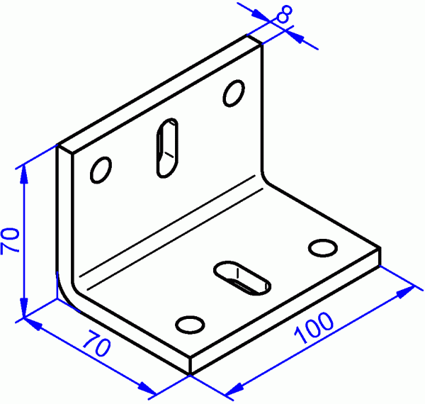 Stahlwinkel galvanisch verzinkt, Schwerlastwinkel 8x100-70x70 mm