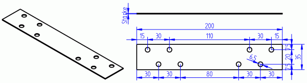 Flacheisen, Flachstahl, Flachverbinder 5x35x200 mm