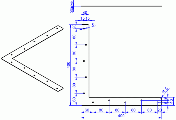 Eck-Flachwinkel, Eck-Flachverbinder 400x400x40x40 mm