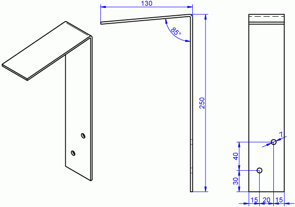Fensterbank Winkel verzinkt 3x50-130x250 mm