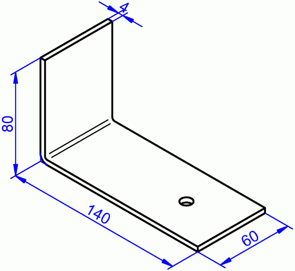 Stahlwinkel, Winkel aus Stahl galvanisch verzinkt 4x60-80x140 mm