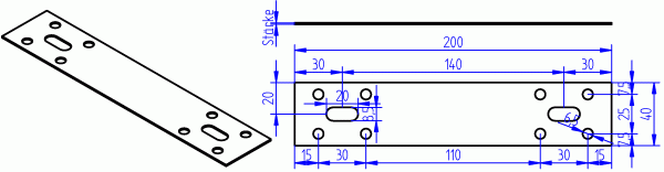 Flacheisen, Flachstahl, Flachverbinder 40x200 mm