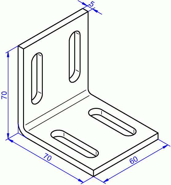 Stahlwinkel, Winkel aus Stahl galvanisch verzinkt 5x60-70x70 mm