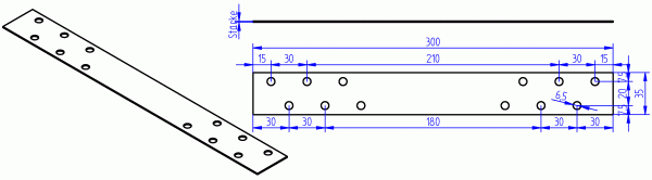 Flacheisen, Flachstahl, Flachverbinder 5x35x300 mm