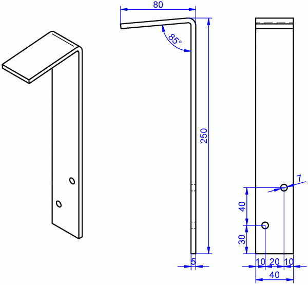 Fensterbankhalter, Fensterbank Winkel aus Edelstahl V2A 5x40-80x150 mm