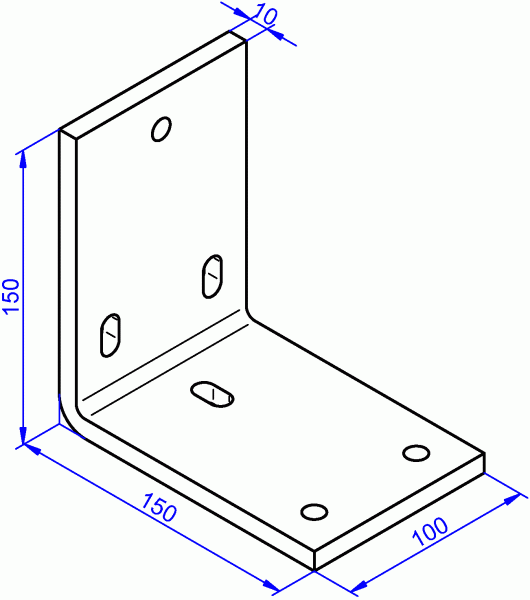 Stahlwinkel roh, Schwerlastwinkel 10x100-150x150 mm