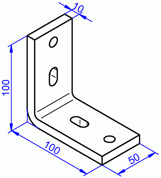 Stahlwinkel, galvanisch verzinkt, Schwerlastwinkel 10x50-100x100 mm