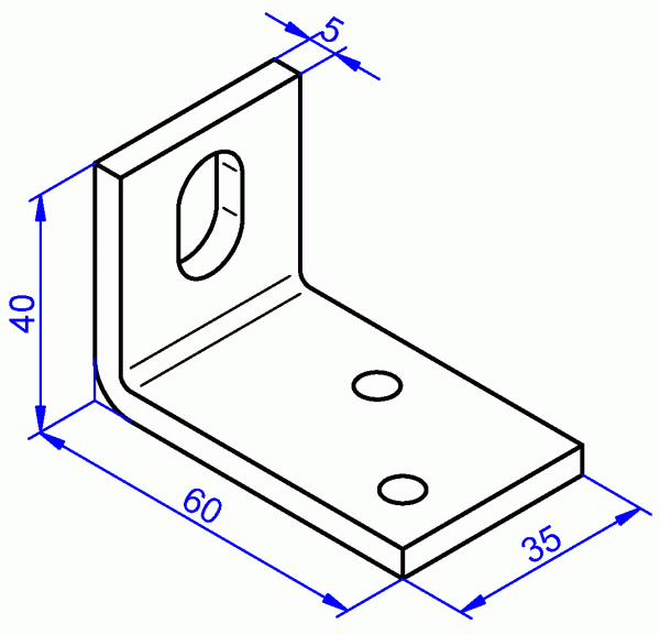 Stahlwinkel, Winkel aus Stahl galvanisch verzinkt 5x35-40x60 mm