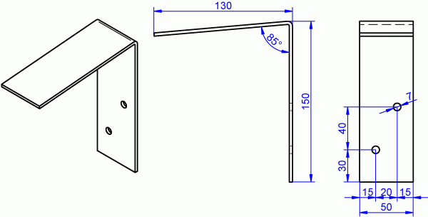 Fensterbankwinkel verzinkt 3x50-130x150 mm