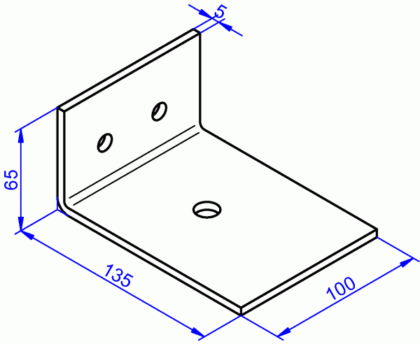 Stahlwinkel, feuerverzinkt 5x100-65x135 mm