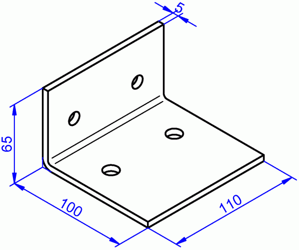 Stahlwinkel, feuerverzinkt 5x110-65x100 mm