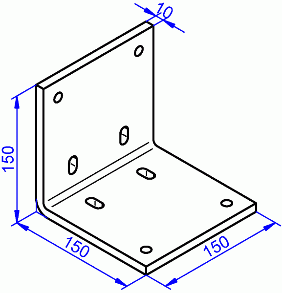 Stahlwinkel roh, Schwerlastwinkel 10x150-150x150 mm