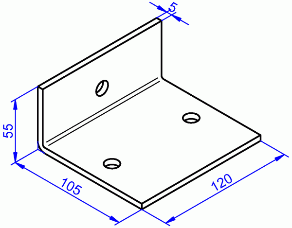 Stahlwinkel, Winkel aus Stahl galvanisch verzinkt 5x120-55x105 mm