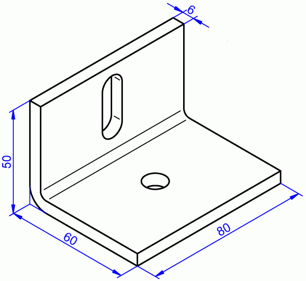 Stahlwinkel, Winkel aus Stahl galvanisch verzinkt 6x80-50x60 mm