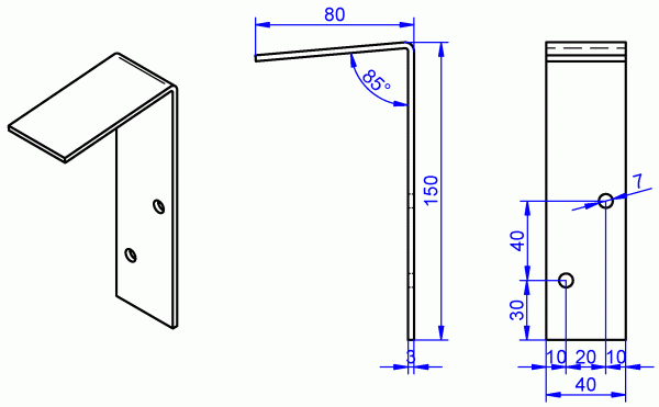 Fensterbank Winkel Edelstahl 3x40-80x150 mm