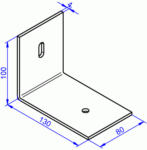 Aluwinkel, Aluminium Winkel 4x80-100x130 mm