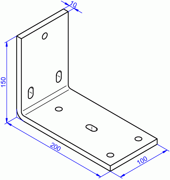 Stahlwinkel roh, Schwerlastwinkel 10x100-150x200 mm