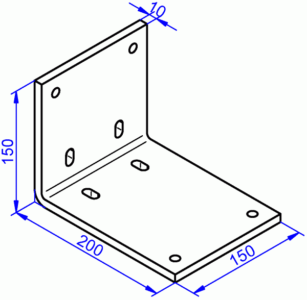 Stahlwinkel roh, Schwerlastwinkel 10x150-150x200 mm