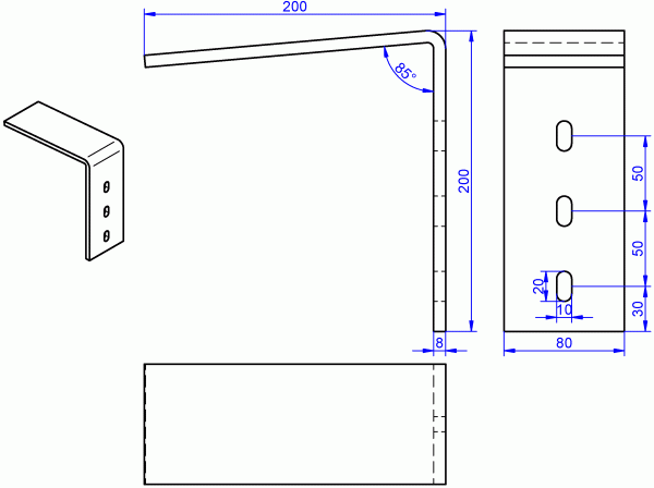 Fensterbank Winkel verzinkt 8x80-200x200 mm