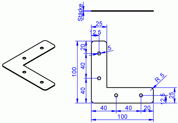 Eck-Flachwinkel, Eck-Flachverbinder 100x100x25x25 mm