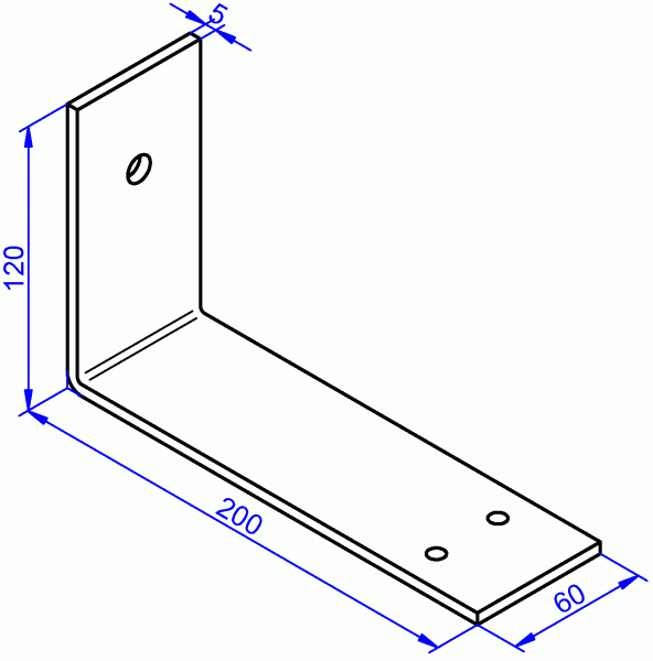 Stahlwinkel roh, Winkel aus Stahl 5x60-120x200 mm