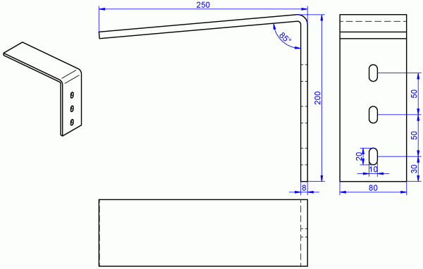 Fensterbank Winkel verzinkt 8x80-250x200 mm