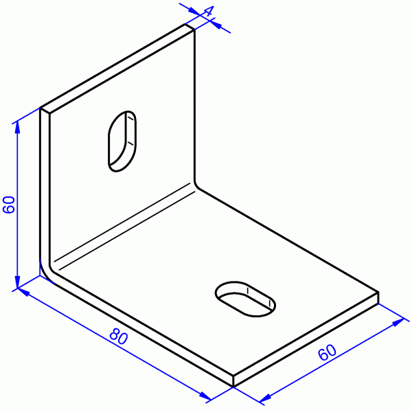 Stahlwinkel, Winkel aus Stahl galvanisch verzinkt 4x60-60x80 mm