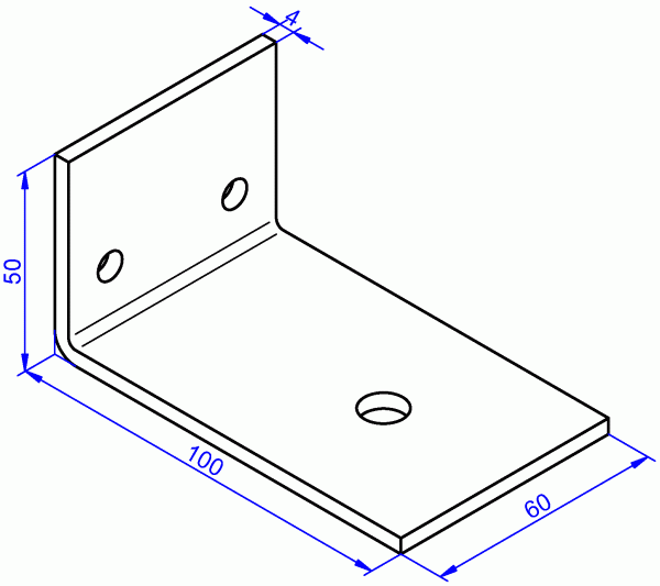 Stahlwinkel, Winkel aus Stahl galvanisch verzinkt 4x60-50x100 mm