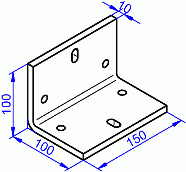 Stahlwinkel roh, Schwerlastwinkel 10x150-100x100 mm