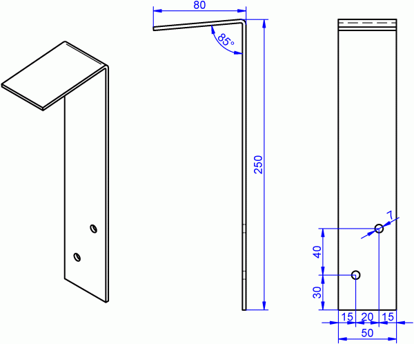 Fensterbank Winkel verzinkt 3x50-80x250 mm