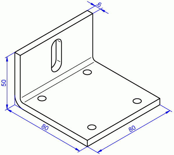 Stahlwinkel, Winkel aus Stahl galvanisch verzinkt 6x80-50x80 mm