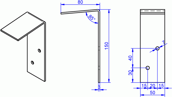 Fensterbank Winkel verzinkt 3x50-80x150 mm