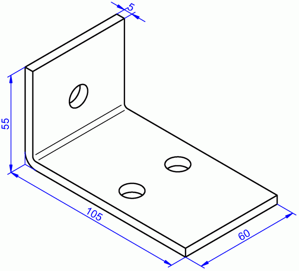 Stahlwinkel roh, Winkel aus Stahl 5x60-55x105 mm