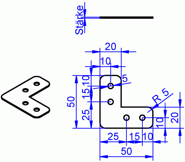 Eck-Flachwinkel, Eck-Flachverbinder 50x50x20x20 mm