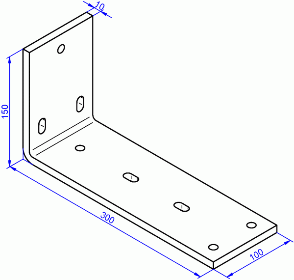 Stahlwinkel, galvanisch verzinkt, Schwerlastwinkel 10x100-150x300 mm