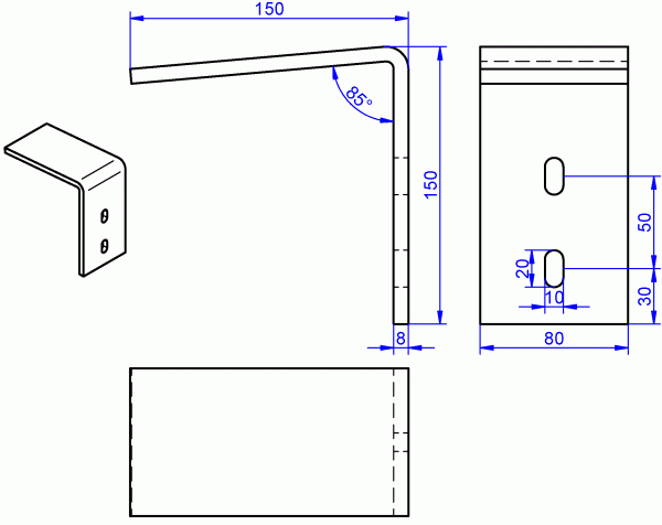 Fensterbank Winkel verzinkt 8x80-150x150 mm