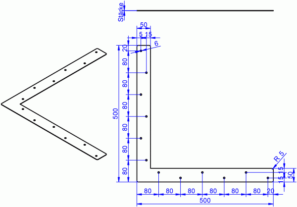 Eck-Flachwinkel, Eck-Flachverbinder 500x500x50x50 mm