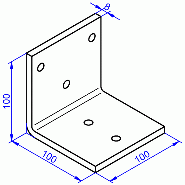 Stahlwinkel roh, Schwerlastwinkel 8x100-100x100 mm