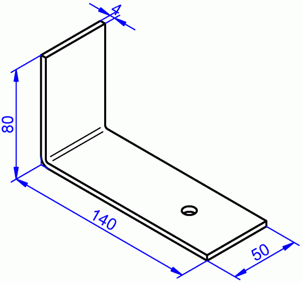 Stahlwinkel roh, Winkel aus Stahl 4x60-80x140 mm