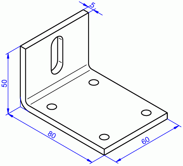 Stahlwinkel roh, Winkel aus Stahl 5x60-50x80 mm