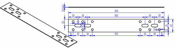 Flacheisen, Flachstahl, Flachverbinder 40x300 mm